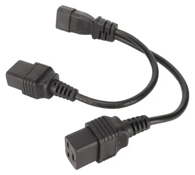 Zdjęcie produktu dla IEC320 C14 do podwójnego kabla zasilającego C19 Kabel rozgałęźny Y 10 A 250 V 12,6 cala