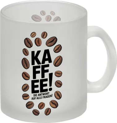 Produktbild von KAFFEE - die Antwort auf alle Fragen Glas Tasse für Koffeinjunkies