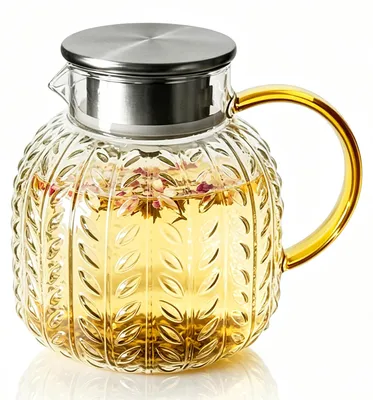 Glaskaraffe 1,3 l mit Deckel, Borosilikatglas, hitzebeständig