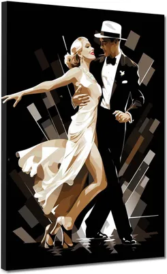 Produktbild von Dance tanzendes Paar Leinwandbild Wandbild Kunstdruck Musik Wanddeko: 60x80x2cm
