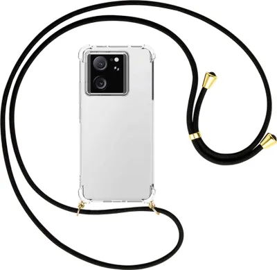 Produktbild von Handykette Backcover-Schutzhülle mit Band (Metall goldfarben) für Xiaomi 13T Pro (6.73'') - schwarz