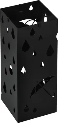 Produktbild von Regenschirmständer Schirmständer mit 4 Haken, Wasserauffangschale Regenschirmhalter für Flur, Regenschirme & Gehstöcke Stahl 15,5 x 15,5 x 40 cm Schwarz |