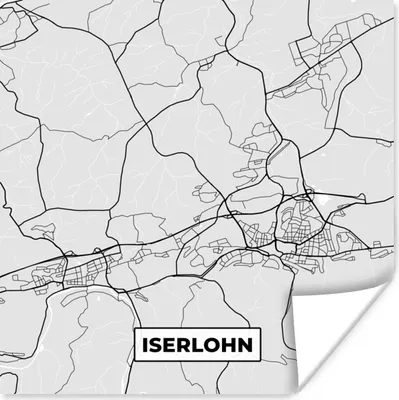 Produktbild von MuchoWow® Poster Karte - Iserlohn - Deutschland - Stadtplan - Karte 75x75 cm - Wand Dekoration