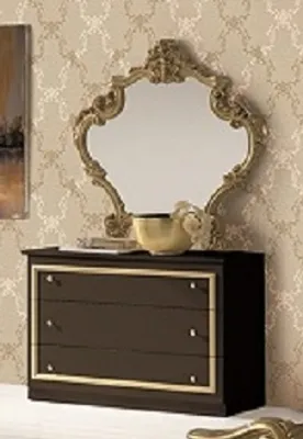Produktbild von Barock Kommode und Spiegel Barocco in Schwarz / Gold