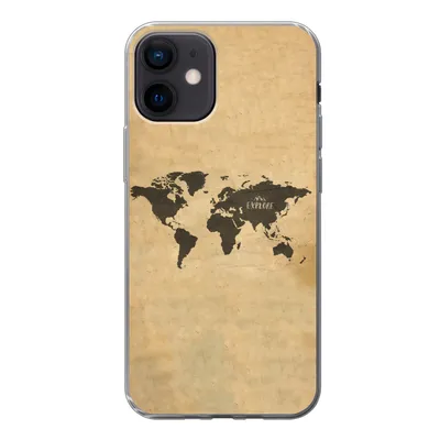 Produktbild von MuchoWow® Handyhülle Schutzhülle Hülle für iPhone 12 Weltkarte - Vintage - Erforschen Silikon Softcase Handy Hülle - Schutzhülle