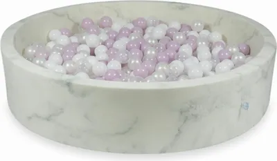 Produktbild von Trockenbecken 130x30 Marmor mit 600 Bällen: Hellrosa Perle, Weiß, Transparent, Perle