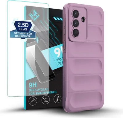 Produktbild von Handy Hülle für Samsung Galaxy A57 5G mit 9H Displayglas Displayschutz Plus Grip Case Cover Schutzhülle Softgrip Farbe: Violett