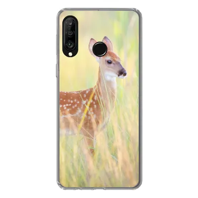 Produktbild von MuchoWow® Handyhülle Schutzhülle Hülle für Huawei P30 Lite Hirsche - Gras - Grün Silikon Softcase Handy Hülle - Handyhülle