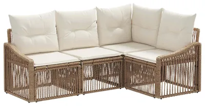 Immagine prodotto di Set di divani da giardino, 4 pezzi, color beige, in rattan sintetico