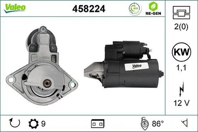 Produktbild von VALEO 458224 Starter Anlasser 1,1kW für OPEL Corsa C Schrägheck (X01) 12V