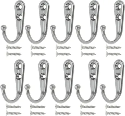 Produktbild von Kleiderhaken aus Metall einreihig Kleiderhaken Küche Badezimmerhaken Kleiderhaken Einwandig Silber
