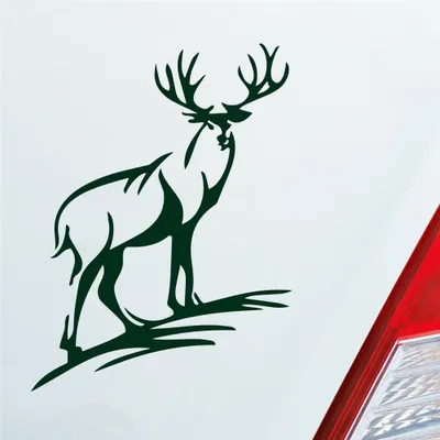 Produktbild von Auto Aufkleber Hirsch Geweih Jäger Wild Jagd 12x9 cm Dunkelgrün Sticker Heckscheibenaufkleber