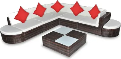 Obrázek produktu pro vidaXL 8dílná zahradní lounge souprava s polštáři Poly ratan hnědá
