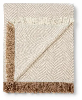 Image de Plaid - Jeté de canapé - Couvre-lit - 80 % coton - 130 x 180 cm - Écru et gris