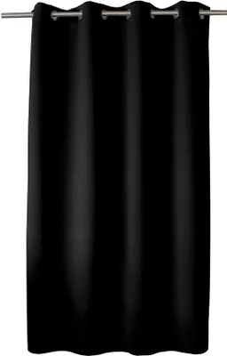 Image de Rideau noir Unyqoos® avec œillets, 180 x 140 cm, en polyester, 8 œillets – décoration élégante pour fenêtres, idéal pour le salon et la chambre