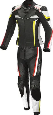 Image de Büse combinaison cuir Mille 2 pièces noir / jaune fluo femme 42