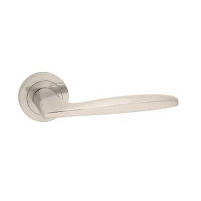 Produktbild von Domino Türgriff MIA-R M9 Drückergarnitur PZ - Profilzylinder Set Rund-Rosette Türklinke für Zimmertür Aluminium Nickel Türdrückergarnitur