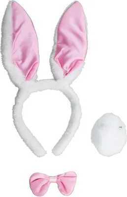 Produktbild von Hasenohren Haarreif Bunny Set weiß rosa