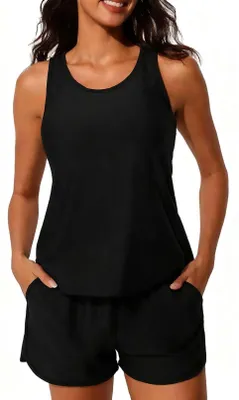 Zdjęcie produktu dla Solidchoice - Zestaw tankini z wysokim stanem i funkcją modelującą brzuch
