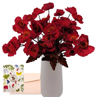 Künstliche Mohnblumen, 8 Stück, 56 cm, rot, für Dekoration