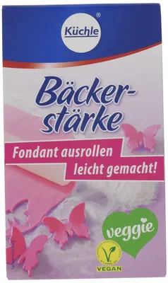 Produktbild von Küchle Bäckerstärke 100g | Vegan | Idealer Helfer beim Ausrollen von Fondant | Verhindert das Kleben an Utensilien | Mühelos, schnell und einfach | 1 x 100 g Packung