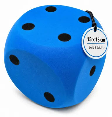 Obrázok produktu pre XXL penová kocka modrá 15 cm - Mäkká jumbo kocka s očami na zábavu v interiéri a exteriéri - Hádzacia hračka vhodná pre deti