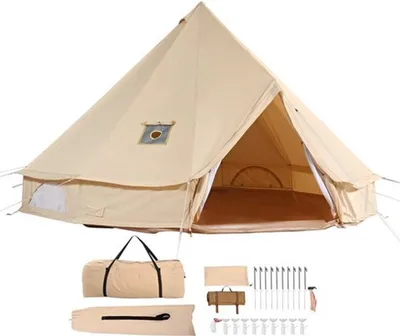 Immagine prodotto di Tenda da campeggio in tela, modello "bell tent" - 3 metri - Ideale per il campeggio - Stile "yurt" - Cotone traspirante