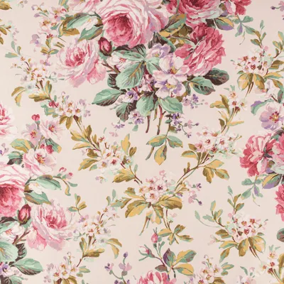 Produktbild von Dekostoff Meterware Canvas Baumwollstoff Halbpanama Rosen rosa Br