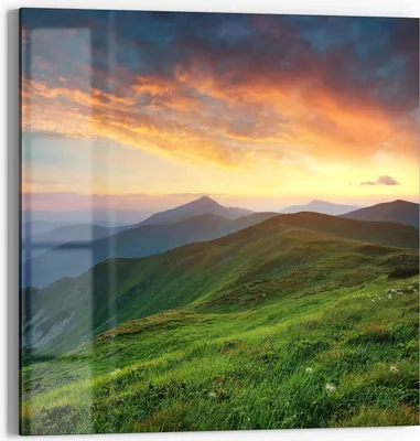 Produktbild von DEQORI Glasbild Echtglas 30x30 cm 'Abendlicher Horizont' Wandbild Bild modern Deko