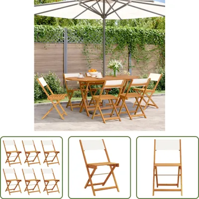 Produktbild von The Living Store Gartenstühle 6 Stk. Klappbar Cremeweiß Stoff und Massivholz