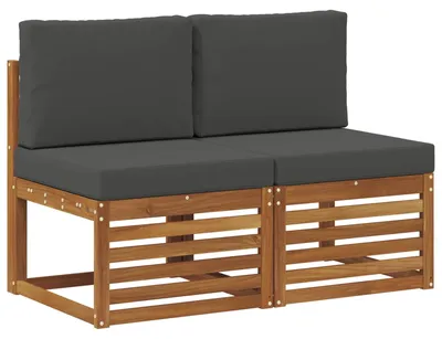 Produktbild von vidaXL 2 Stück Outdoor Mittelsofa Massivholz Akazie Natur