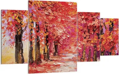 Produktbild von Bild auf Leinwand - Leinwandbild - 4 Teile - Herbst Park Allee - 160x90cm - Wand Bild - Wanddeko - Wandbilder - Leinwanddruck - Bilder - Wanddekoration - Leinwand bilder - Wandbild - DL160x90-4292