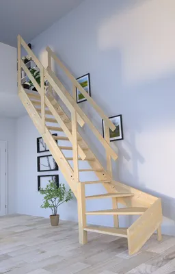 Produktbild von Holztreppe Korfu 1/4 gewendelter Ausführung links-Holzgeländer-beidseitig-ohne Setzstufen