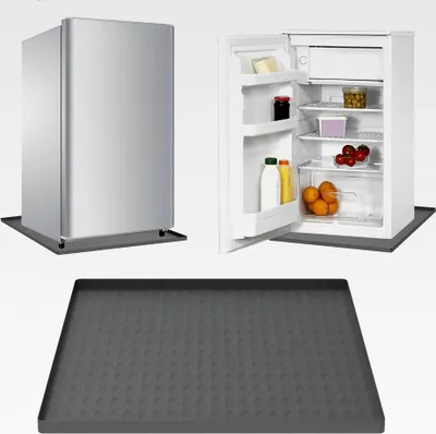 Produktbild von Silikonmatte für Kühlschrank, Schützt den Boden, 60x60cm Mini Kühlschrankmatte mit Erhöhtem Rand zur Vermeidung von Leckagen, Geeignet für Minikühlschränke, Waschmaschinen, Trockner und mehr (Grau)