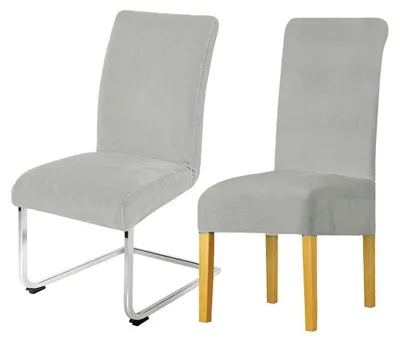 Produktbild von Stuhlhussen 2er Set, Universell, Waschbar, Samt, Stretch, Hellgrau