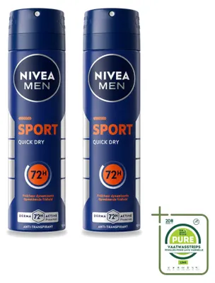Immagine prodotto di 2 x NIVEA MEN Sport, deodorante antitraspirante spray, 150 ml - confezione grande - 2 pezzi