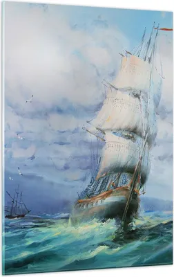 Produktbild von Bilder auf glas - Einteilig - Meer Segelschiff - 50x70cm - Glasbilder - Wandbilder - Bilder - zum Aufhängen bereit - Wanddekoration aus Glas - Glas Bilder - Wandbild auf Glas - GPA50x70-3782
