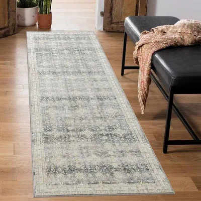 Imagen del producto de Alfombra de microfibra Ibenzoa®, suave y lavable, con estampado floral. Base antideslizante, ideal para la cocina, el pasillo y el salón
