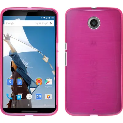 Produktbild von PhoneNatic Case kompatibel mit Google Nexus 6 - pink Silikon Hülle brushed + 2 Schutzfolien