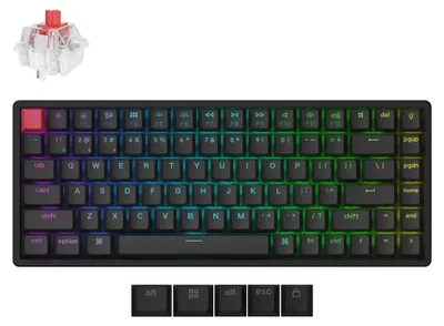 Productafbeelding van Keychron K2 QMK Draadloos Mechanisch Toetsenbord (Versie 3), ANSI US-layout, Hot-swappable, RGB-achtergrondverlichting, aluminium frame, rode lineaire schakelaars, model K2X-J1