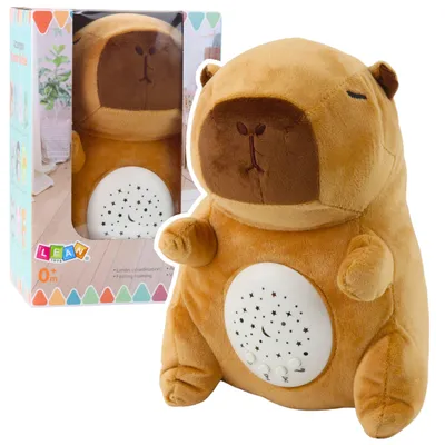Productafbeelding van Pluche capibara knuffel sterprojector slaapliedjes klinkt bruin