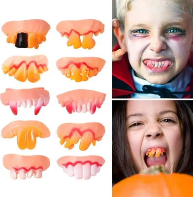 Obrázek produktu pro 10 ks Halloween Ošklivé zuby Zábavné strany Falešné shnilé zuby Rekvizita zubní protézy Model Prank Zábavné triky Zábavný vtip Falešné zuby