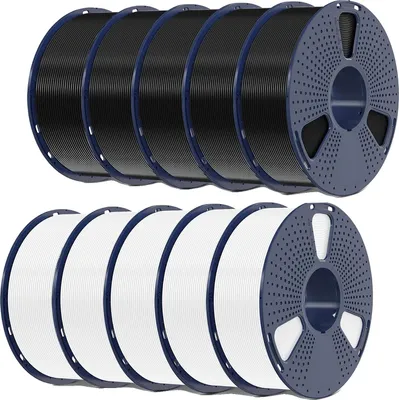 Immagine prodotto di Filamento PLA+, stampa ad alta velocità, compatibile con la maggior parte delle stampanti 3D, 5nero 5bianco