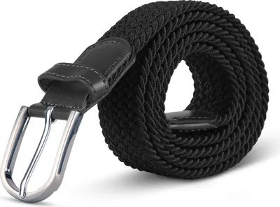 Produktbild von hemmy Stretchgürtel ( Länge: 85cm ) Schwarz Flechtgürtel - Elastischer Stoffgürtel dehnbarer Gürtel ohne Löcher Uni stufenlos verstellbar