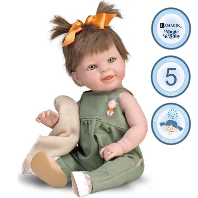 Puppe Lilly 47 cm mit braunen Zöpfen & Bekleidung Spielzeug für Kinder Spielpuppe Babypuppe Spielwaren Geschenk für Kinder Puppenmama