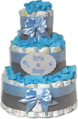 Produktbild von Windeltorte | Geschenk zur Geburt | Windelgeschenk für Jungen | It's a Boy blau-grau