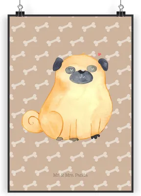 Produktbild von Mr. & Mrs. Panda Bild Mops DIN A5 - Hundeglück - Geschenk, Posterdruck, Plakat, Sprüche, Hundeliebe, Wandbild, kunstdruck poster, Hund, drucke, Knuffig, Liebe