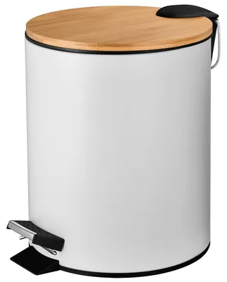 Produktbild von Mülleimer 5 l, weiß, mit Bambusdeckel, Absenkautomatik, Inneneimer, für Badezimmer