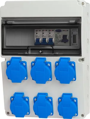 Produktbild von Baustromverteiler Wandverteiler 6x 230V BALS Steckdosen Schuko mit LS-Schalter FI-Schalter Zähler 1-Phasen