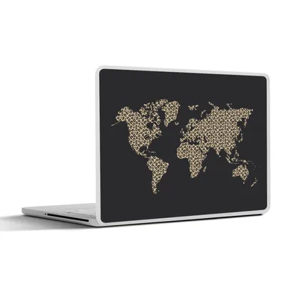 Produktbild von MuchoWow® Laptop Aufkleber Sticker Cover Weltkarte - Pantherdruck - Schwarz 31x22.5 cm - Laptop-Deko